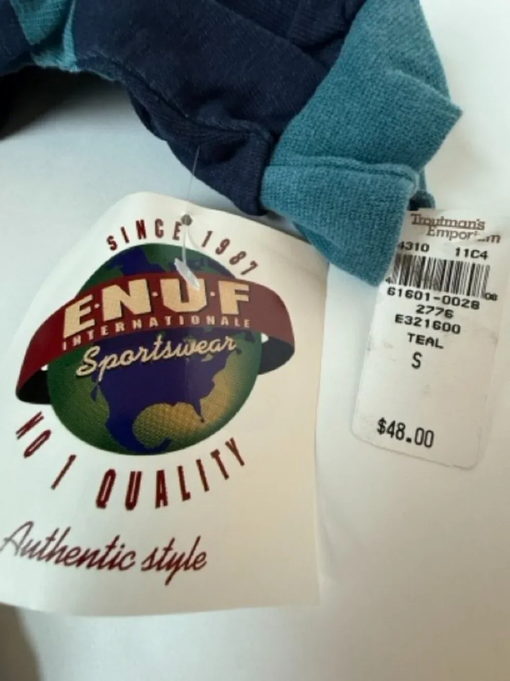 ENUF Internationale Mens S Blue Stripe Henley NEW Vintage 90s Button Long Sleeve
